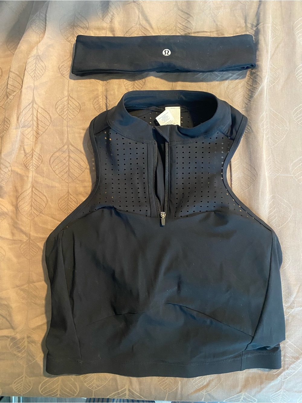 lululemon Black Perforated High-Neck Workout Tank with Zip